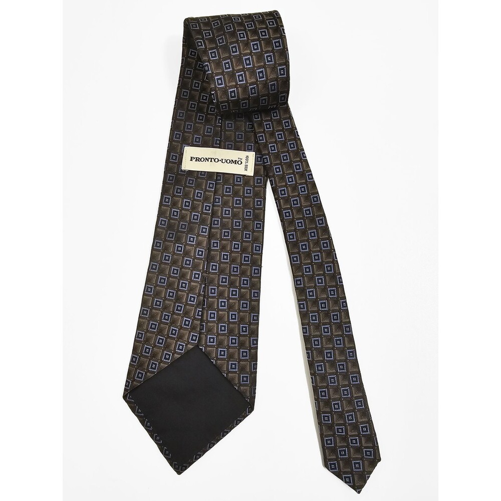 Pronto Uomo Gray Blue Men's Geometic Silk Tie
